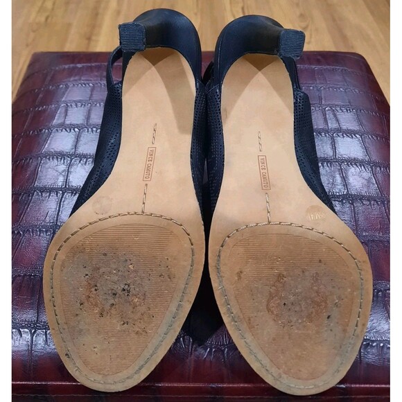 Vince Camuto Nattey2 Black Perforated Leather Peep Toe Slingback Heel Size 9.5M - Picture 7 of 8